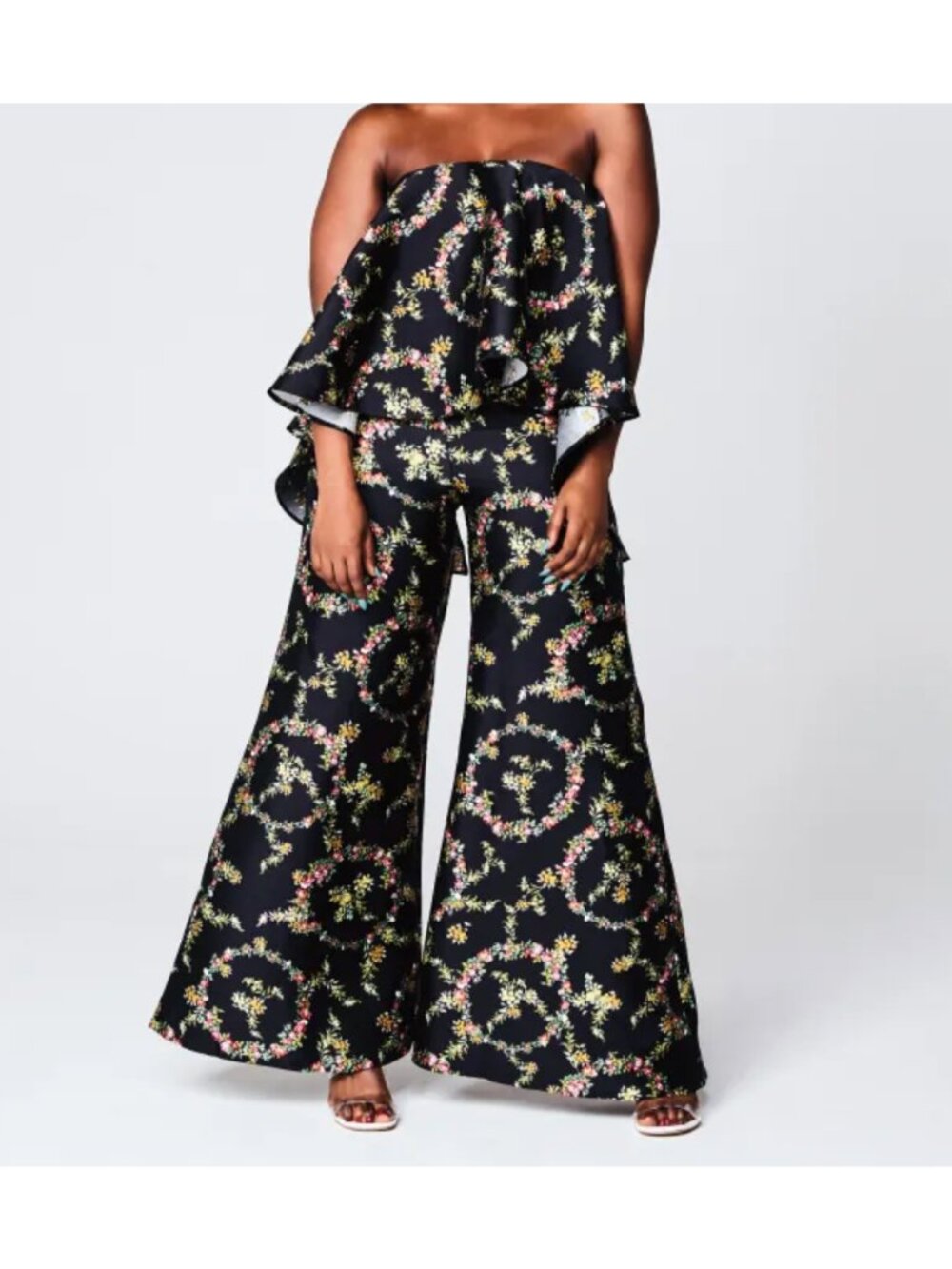 ASOS women's wide leg floral print jumpsuit loose fit size US 8 UK 12 dressy